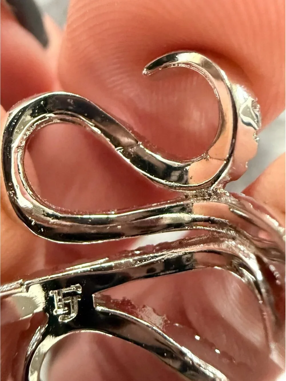 Fragrant Jewels Snake Wrap Ring Silver Tone CZ Red Pear Stone